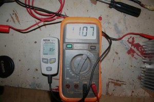 Ampmeter & Voltmeter: Ampmeter and Voltmeter testing the ThermoElectric device.