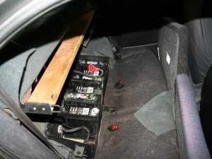 Middle battery box with one battery removed