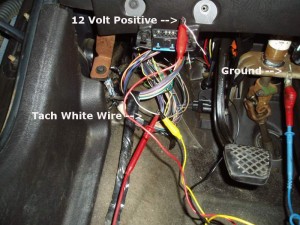 I attached the tach generator to a positive feed at the ALDL connector, ground to pedal bracket and yellow lead to the tachometer lead going into the cluster.I attached the tach generator to a positive feed at the ALDL connector, ground to pedal bracket and yellow lead to the tachometer lead going into the cluster.