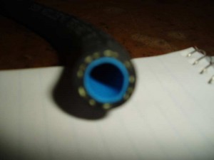 This is an out of focused picture of the vacuum hose I used for the brake booster system. It is 3/8 inch fuel injection hose with a plastic inside liner. The heaver fuel Thinjection verses the standard fuel nose is less likely to kink, collapse or leak vacuum.